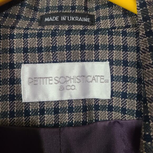 Vintage Petite Sophisticate Plaid 100% Wool Blazer Jacket Fitted Women's 12 - Picture 2 of 10